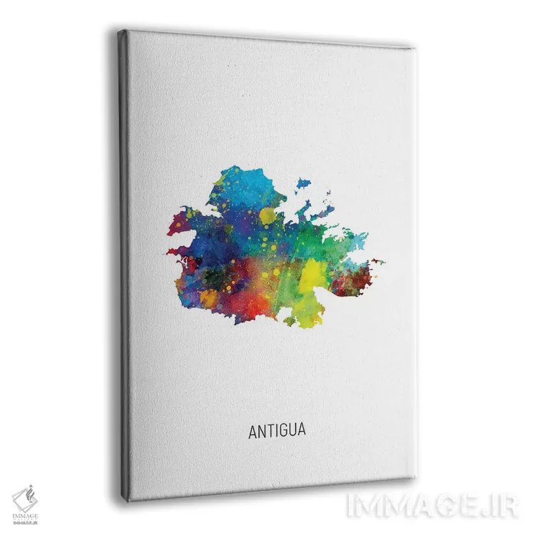 تابلو دکوراتیو نقشه آنتیگوا اثر مایکل تامپست - نمای پرسپکتیو محصول