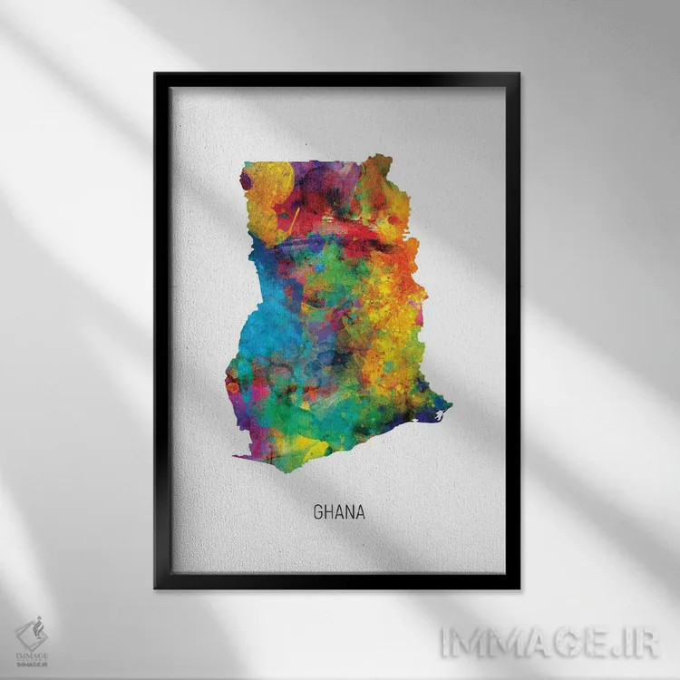 تابلو دکوراتیو نقشه غنا اثر مایکل تامپست - نمای قابدار مشکی