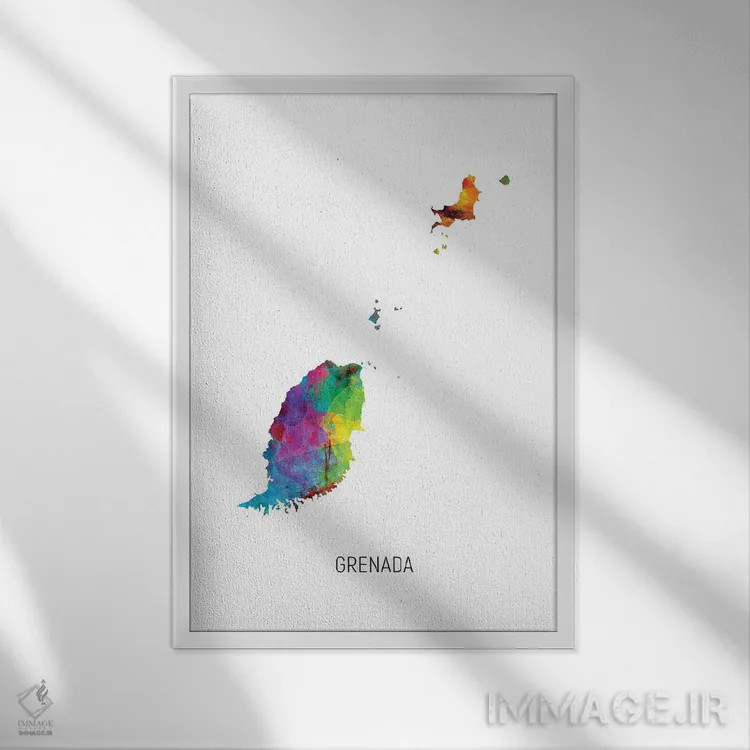 تابلو دکوراتیو نقشه گرنادا اثر مایکل تامپست - نمای قابدار سفید