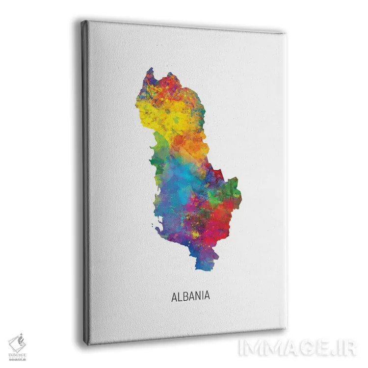 تابلو دکوراتیو نقشه آلبانی اثر مایکل تامپست - نمای پرسپکتیو محصول