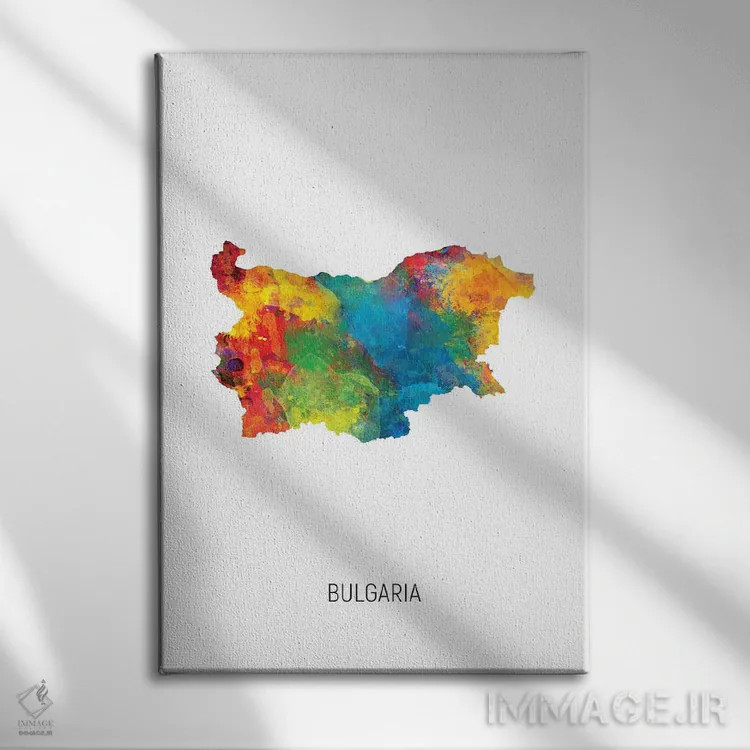 تابلو دکوراتیو نقشه بلغارستان اثر مایکل تامپست - نمای روبهرو روی دیوار