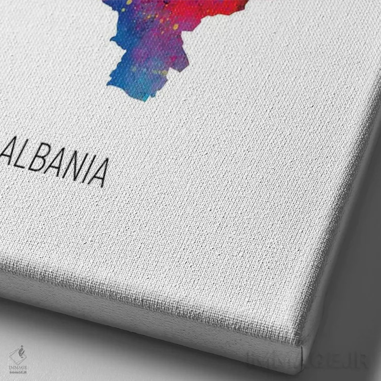 تابلو دکوراتیو نقشه آلبانی اثر مایکل تامپست - نمای نزدیک بافت بوم