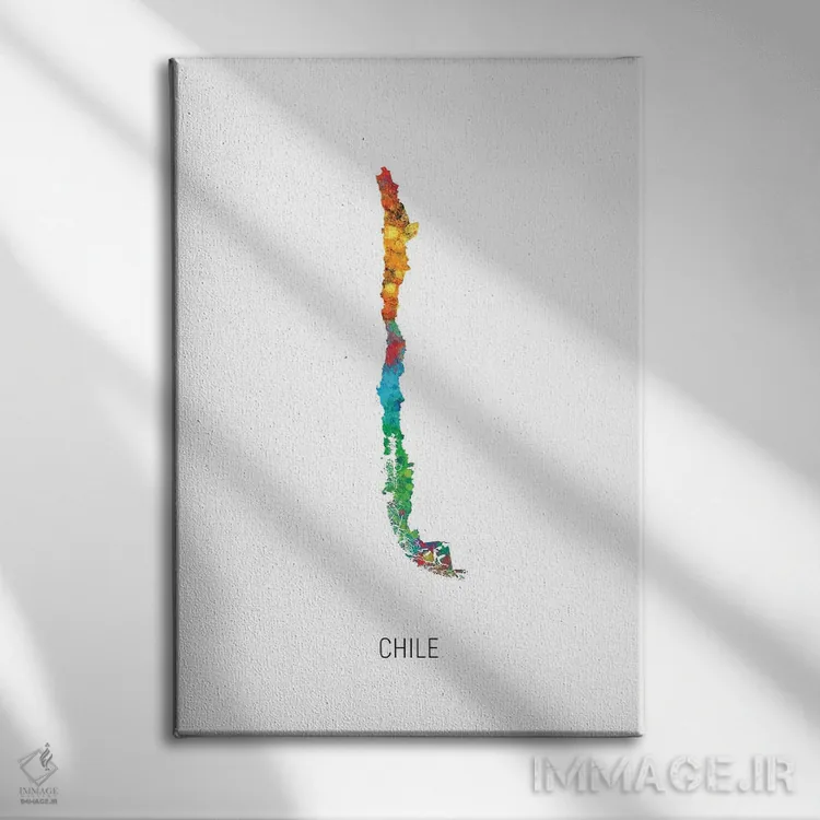 تابلو دکوراتیو نقشه شیلی اثر مایکل تامپست - نمای روبهرو روی دیوار