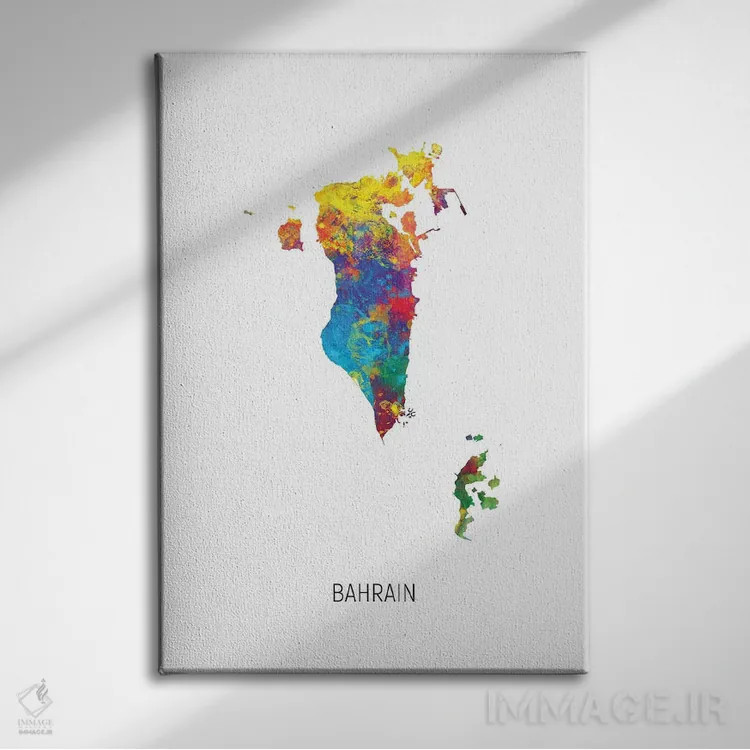 تابلو دکوراتیو نقشه بحرین اثر مایکل تامپست - نمای روبهرو روی دیوار