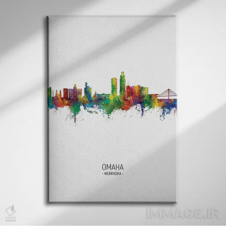 تابلو دکوراتیو نمای عمودی خط افق اوماها، نبراسکا اثر مایکل تامپست - نمای روبهرو روی دیوار