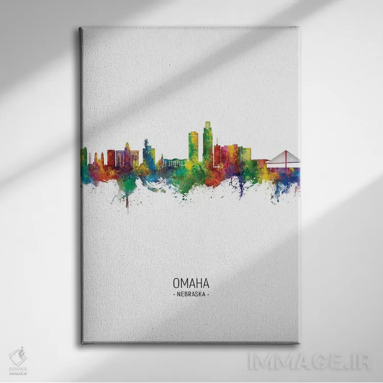 تابلو دکوراتیو نمای عمودی خط افق اوماها، نبراسکا اثر مایکل تامپست - نمای روبهرو روی دیوار