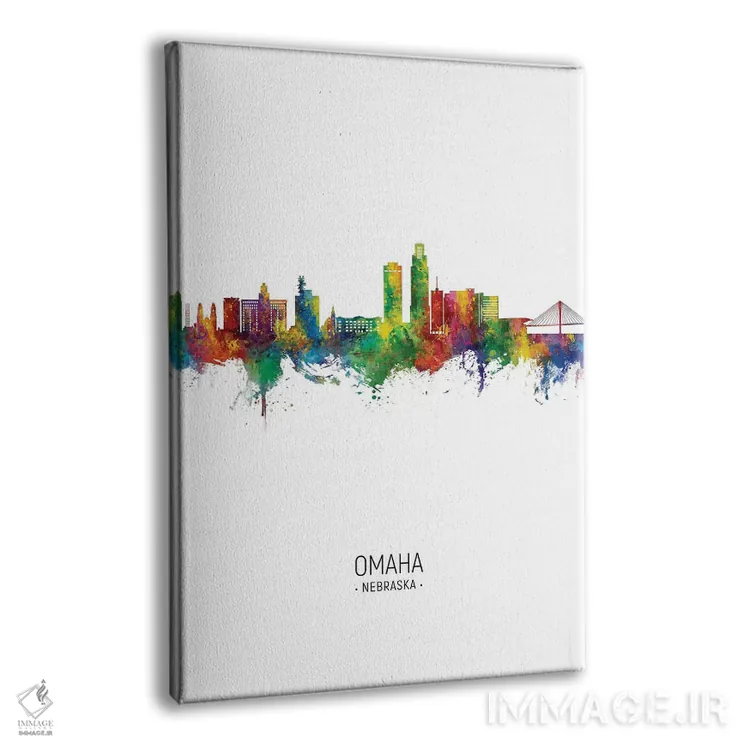 تابلو دکوراتیو نمای عمودی خط افق اوماها، نبراسکا اثر مایکل تامپست - نمای پرسپکتیو محصول