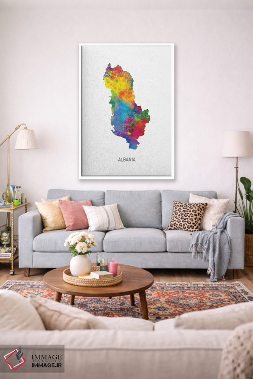 تابلو دکوراتیو نقشه آلبانی اثر مایکل تامپست - D1W