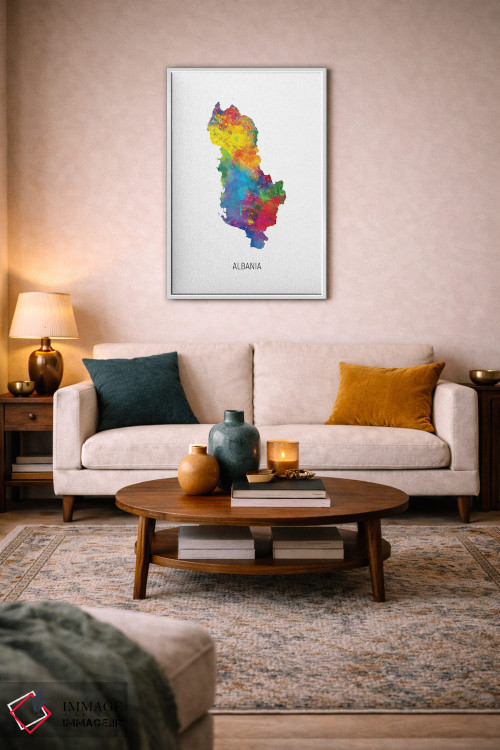تابلو دکوراتیو نقشه آلبانی اثر مایکل تامپست - D3W