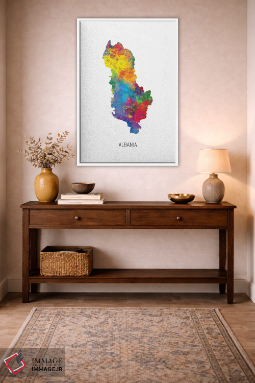 تابلو دکوراتیو نقشه آلبانی اثر مایکل تامپست - D2W