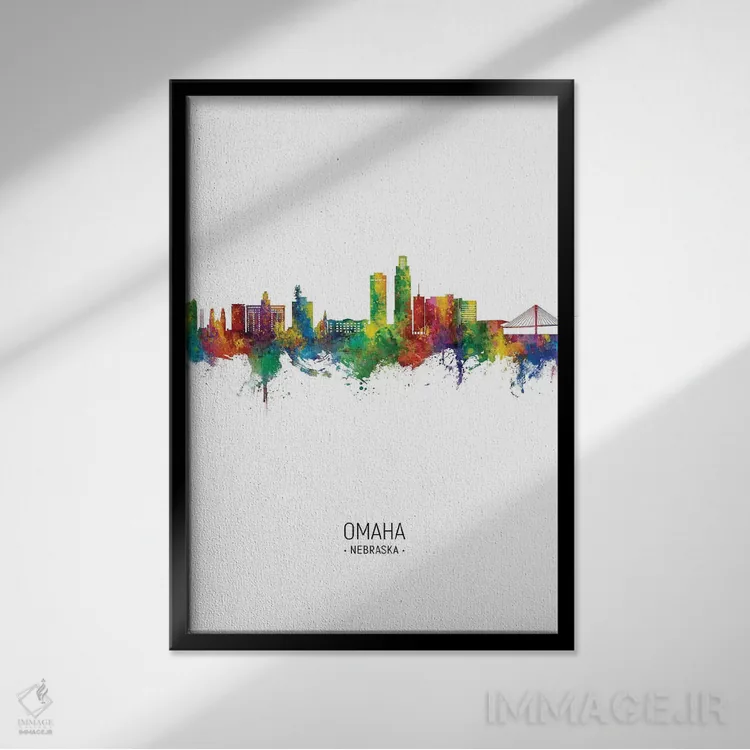 تابلو دکوراتیو نمای عمودی خط افق اوماها، نبراسکا اثر مایکل تامپست - نمای قابدار مشکی