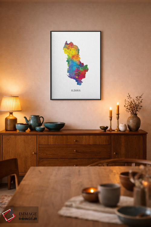 تابلو دکوراتیو نقشه آلبانی اثر مایکل تامپست - D5B