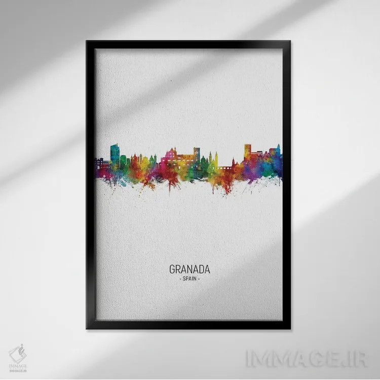 تابلو دکوراتیو نمای عمودی خط افق گرانادا، اسپانیا اثر مایکل تامپست - نمای قابدار مشکی