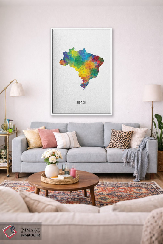 تابلو دکوراتیو نقشه برزیل اثر مایکل تامپست - D1W