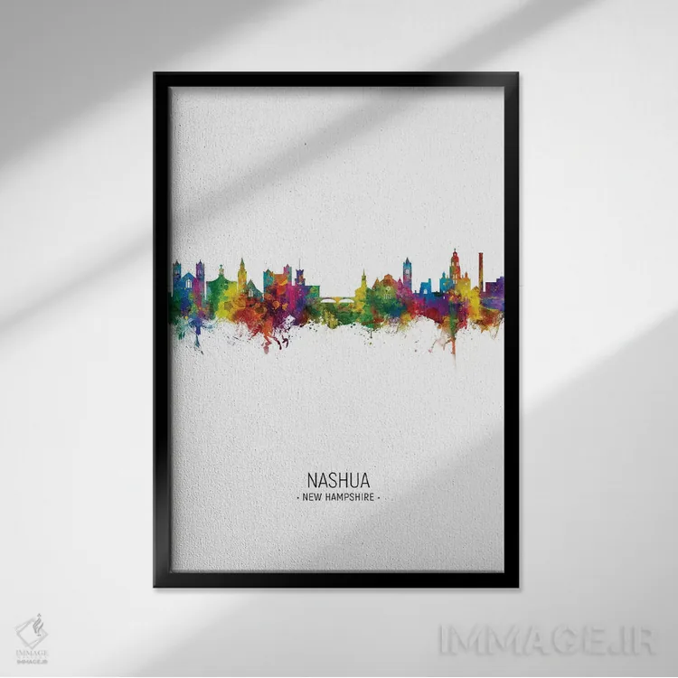 تابلو دکوراتیو نمای عمودی خط افق نشوا، نیوهمپشایر اثر مایکل تامپست - نمای قابدار مشکی