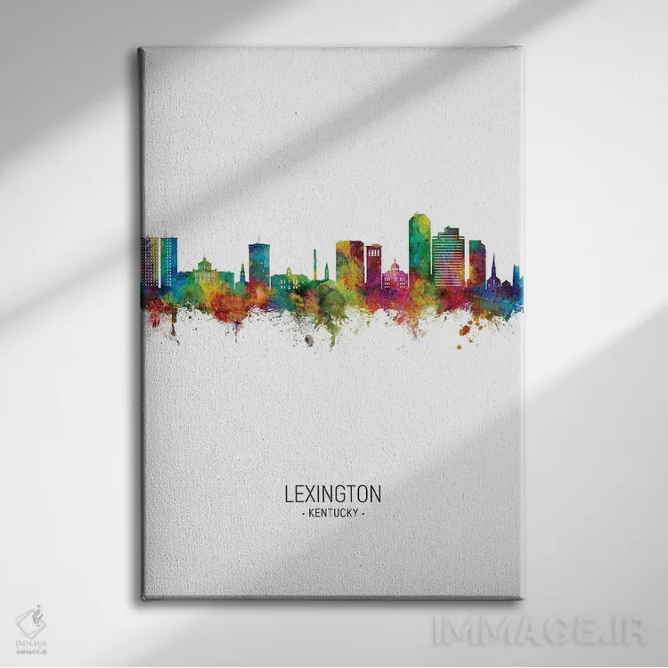 تابلو دکوراتیو نمای عمودی افق شهر لکسینگتون کنتاکی اثر مایکل تامپست - نمای روبهرو روی دیوار