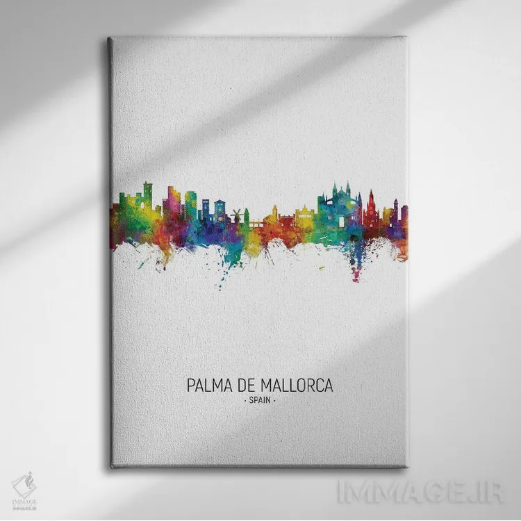 تابلو دکوراتیو نمای عمودی افق پالما ده مایورکا اسپانیا اثر مایکل تامپست - نمای روبهرو روی دیوار