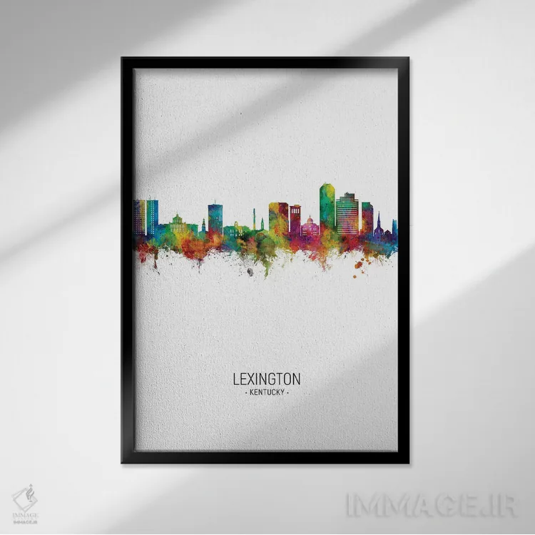 تابلو دکوراتیو نمای عمودی افق شهر لکسینگتون کنتاکی اثر مایکل تامپست - نمای قابدار مشکی