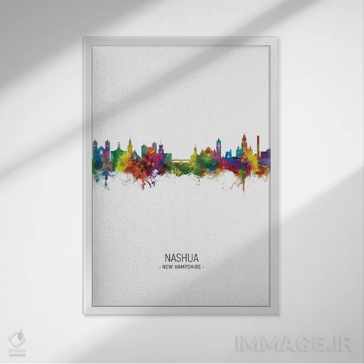 تابلو دکوراتیو نمای عمودی خط افق نشوا، نیوهمپشایر اثر مایکل تامپست - نمای قابدار سفید