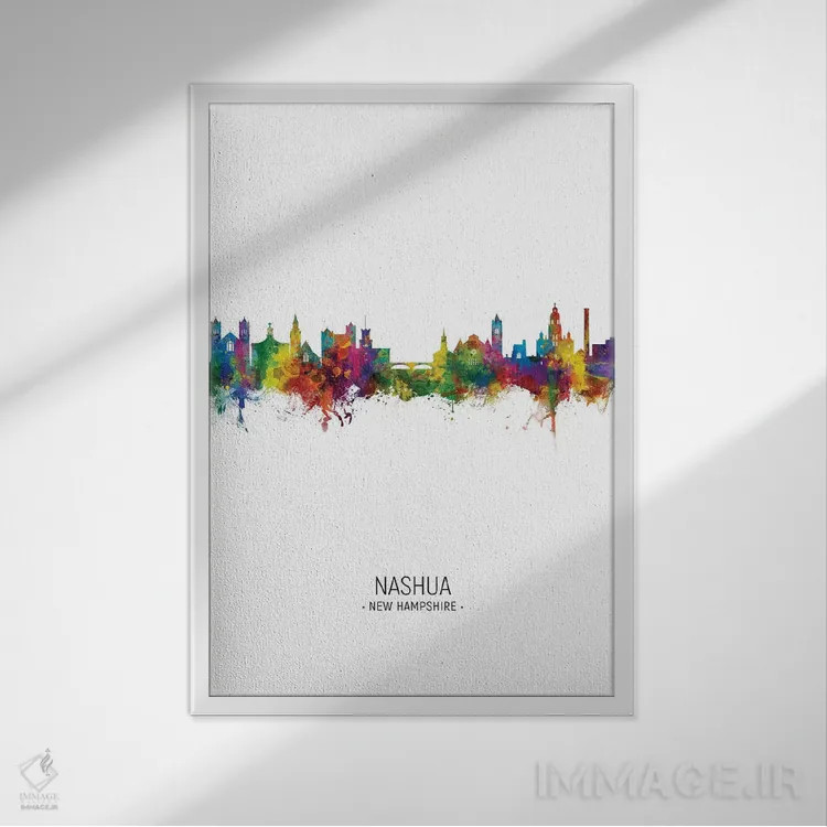 تابلو دکوراتیو نمای عمودی خط افق نشوا، نیوهمپشایر اثر مایکل تامپست - نمای قابدار سفید