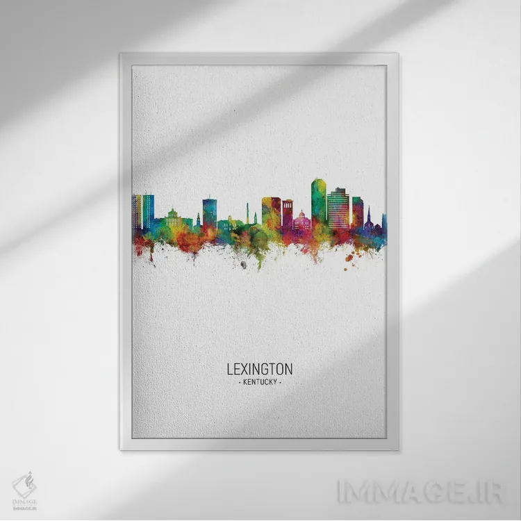 تابلو دکوراتیو نمای عمودی افق شهر لکسینگتون کنتاکی اثر مایکل تامپست - نمای قابدار سفید