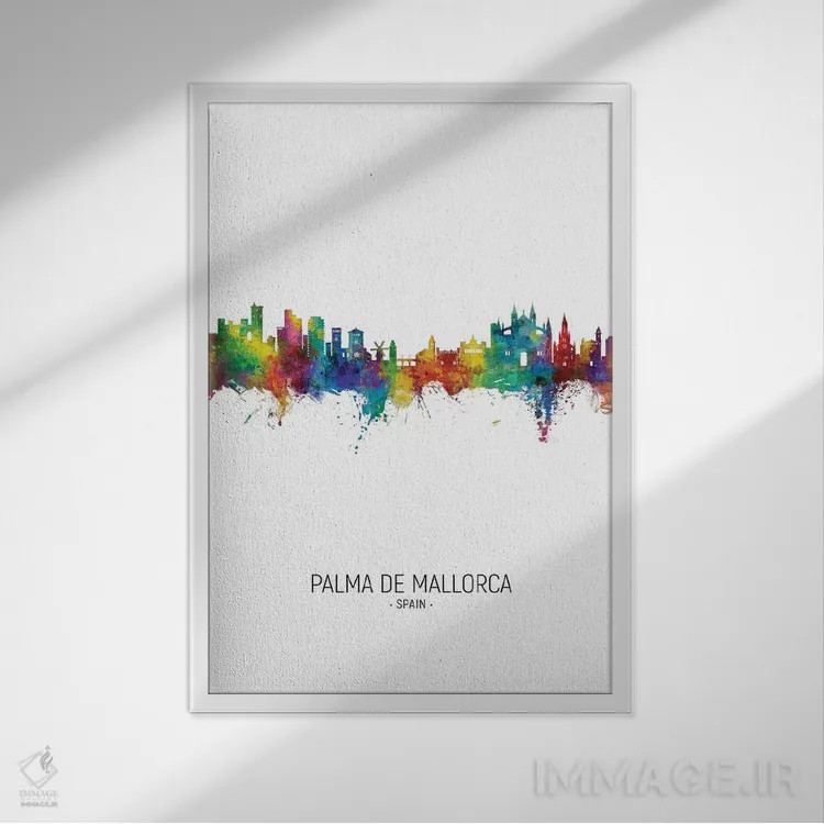 تابلو دکوراتیو نمای عمودی افق پالما ده مایورکا اسپانیا اثر مایکل تامپست - نمای قابدار سفید