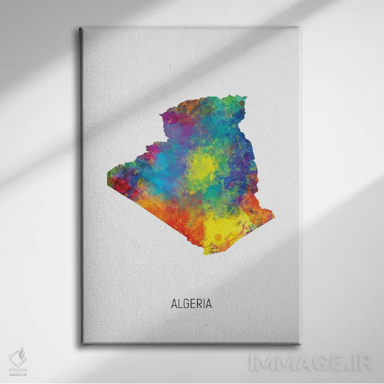 تابلو دکوراتیو نقشه الجزایر اثر مایکل تامپست - نمای روبهرو روی دیوار