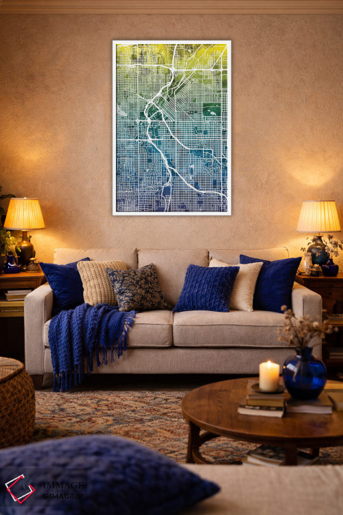 تابلو انتزاعی Colorado, USA,نقشه گرباورهای دنور، کلرادو، ایالات متحده آمری… اثر مایکل تامپست - D5W