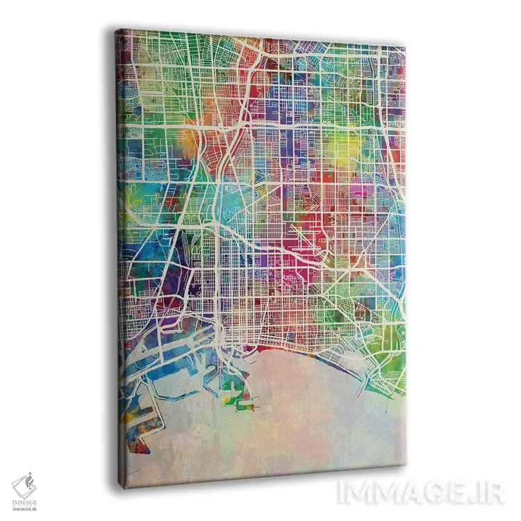 تابلو دکوراتیو نقشه لانگ بیچ کالیفرنیا اثر مایکل تامپست - نمای پرسپکتیو محصول