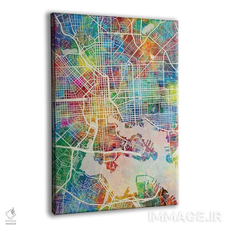 تابلو دکوراتیو نقشه بالتیمور مریلند اثر مایکل تامپست - نمای پرسپکتیو محصول