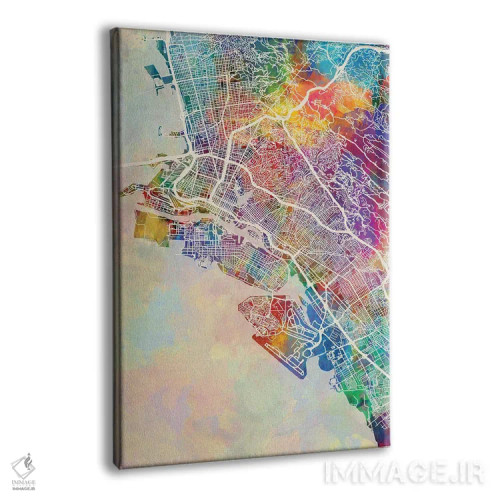 تابلو دکوراتیو نقشه اوکلند کالیفرنیا اثر مایکل تامپست - نمای پرسپکتیو محصول