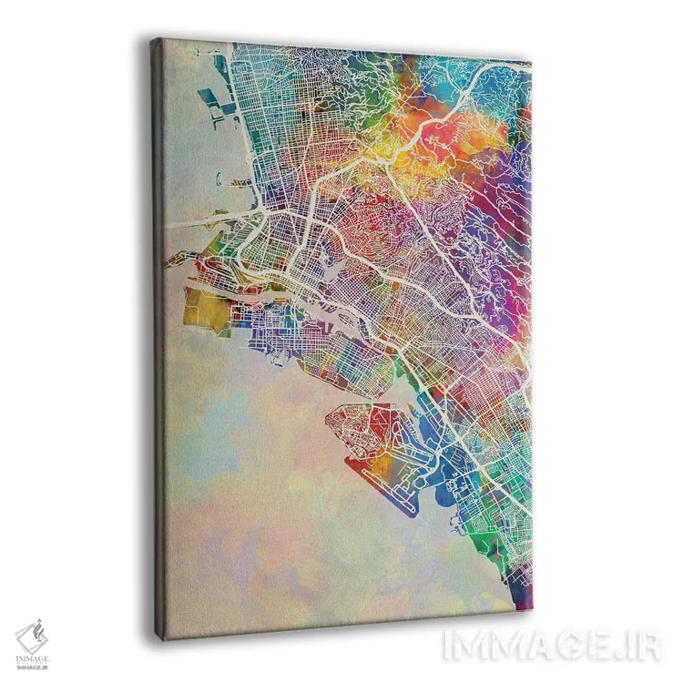 تابلو دکوراتیو نقشه اوکلند کالیفرنیا اثر مایکل تامپست - نمای پرسپکتیو محصول