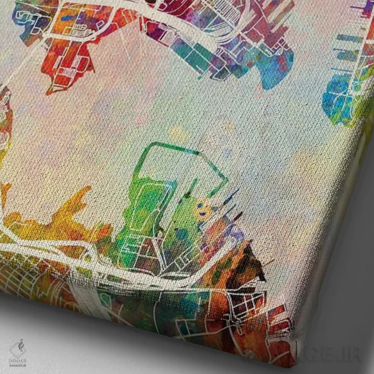 تابلو دکوراتیو نقشه بالتیمور مریلند اثر مایکل تامپست - نمای نزدیک بافت بوم