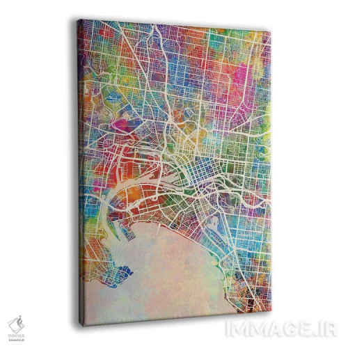 تابلو دکوراتیو نقشه ملبورن اثر مایکل تامپست - نمای پرسپکتیو محصول