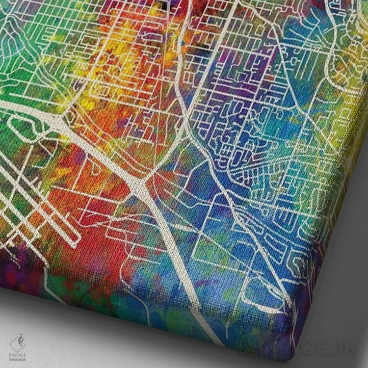 تابلو دکوراتیو نقشه بویزی آیداهو اثر مایکل تامپست - نمای نزدیک بافت بوم