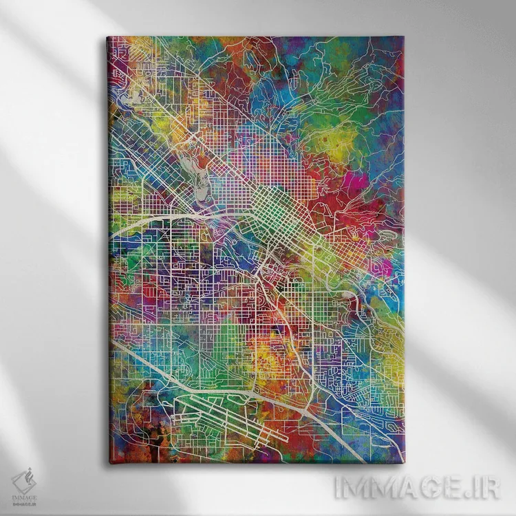 تابلو دکوراتیو نقشه بویزی آیداهو اثر مایکل تامپست - نمای روبهرو روی دیوار