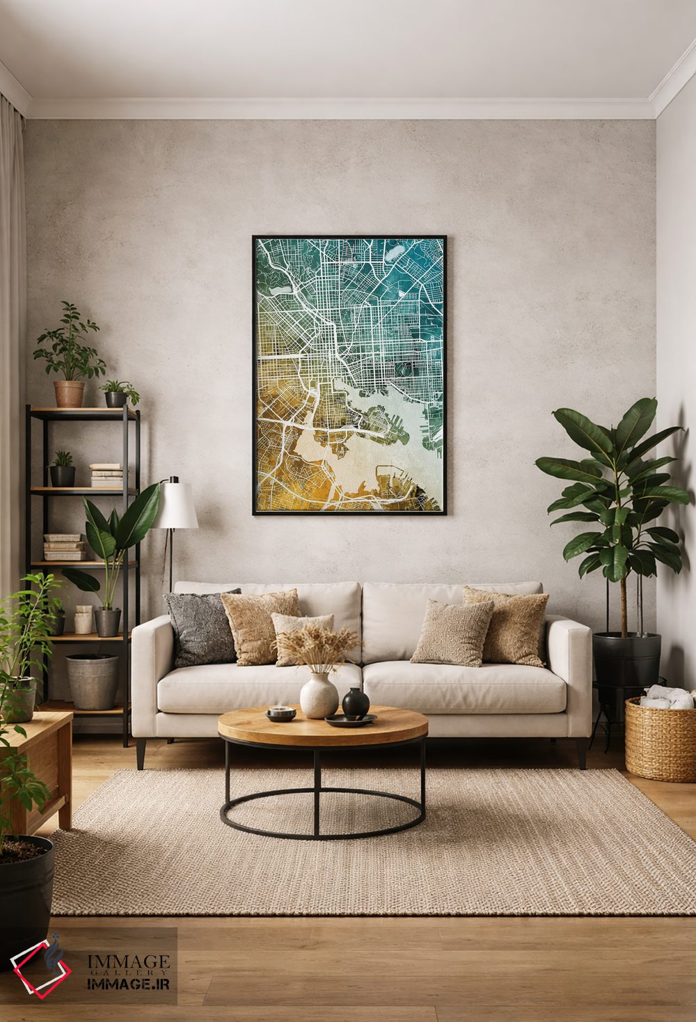 تابلو دکوراتیو نقشه بالتیمور مریلند اثر مایکل تامپست - D1B