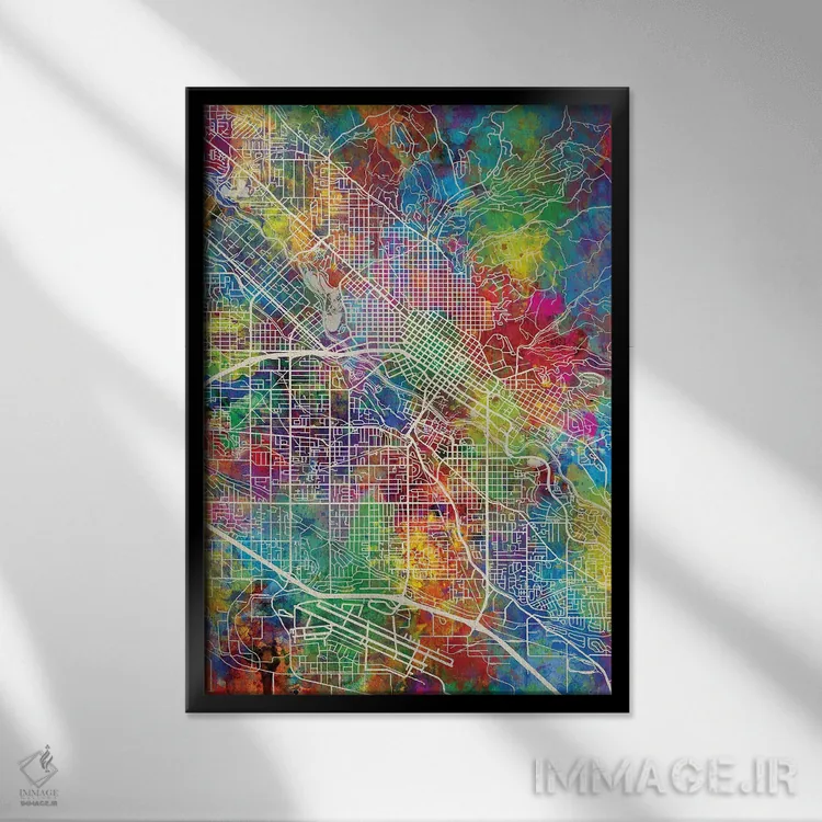 تابلو دکوراتیو نقشه بویزی آیداهو اثر مایکل تامپست - نمای قابدار مشکی