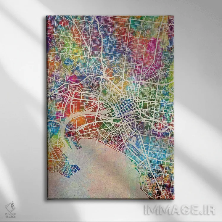 تابلو دکوراتیو نقشه ملبورن اثر مایکل تامپست - نمای روبهرو روی دیوار