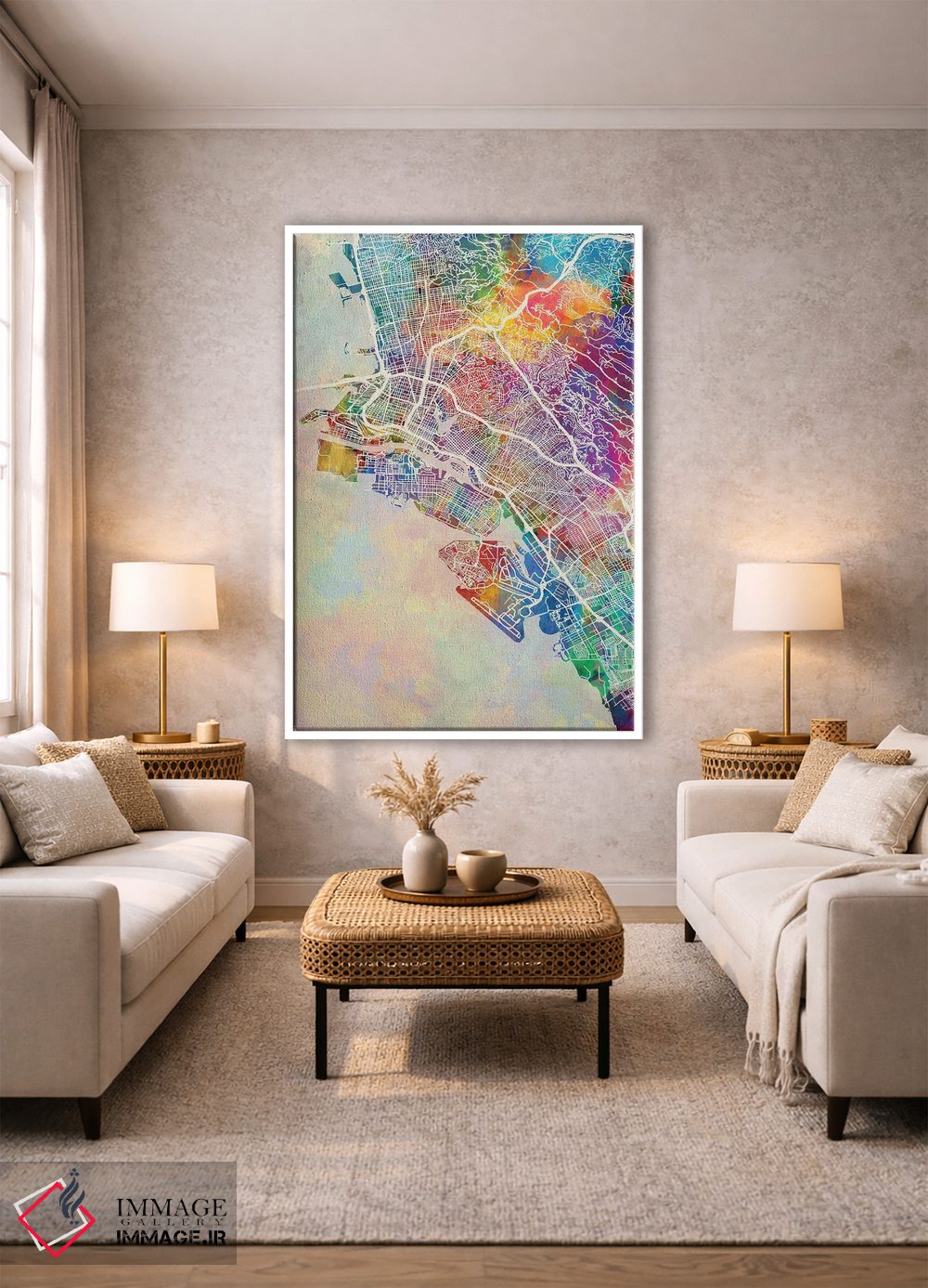 تابلو دکوراتیو نقشه اوکلند کالیفرنیا اثر مایکل تامپست - D1W