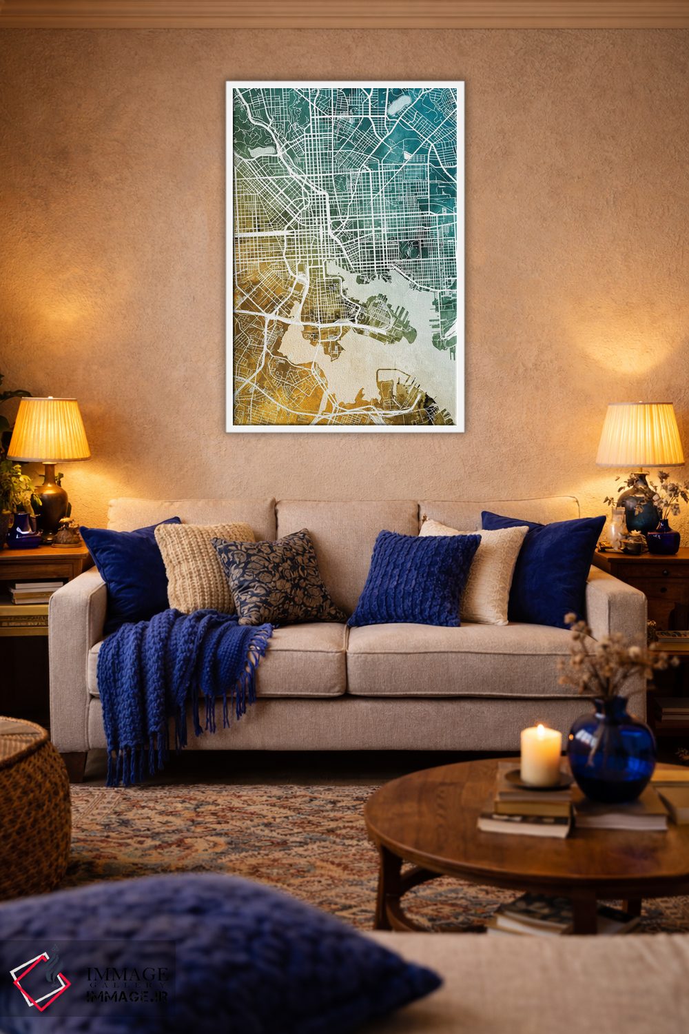 تابلو دکوراتیو نقشه بالتیمور مریلند اثر مایکل تامپست - D4W