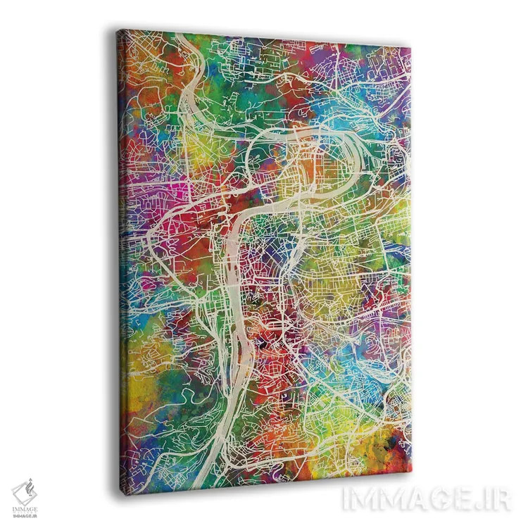 تابلو دکوراتیو نقشه پراگ اثر مایکل تامپست - نمای پرسپکتیو محصول