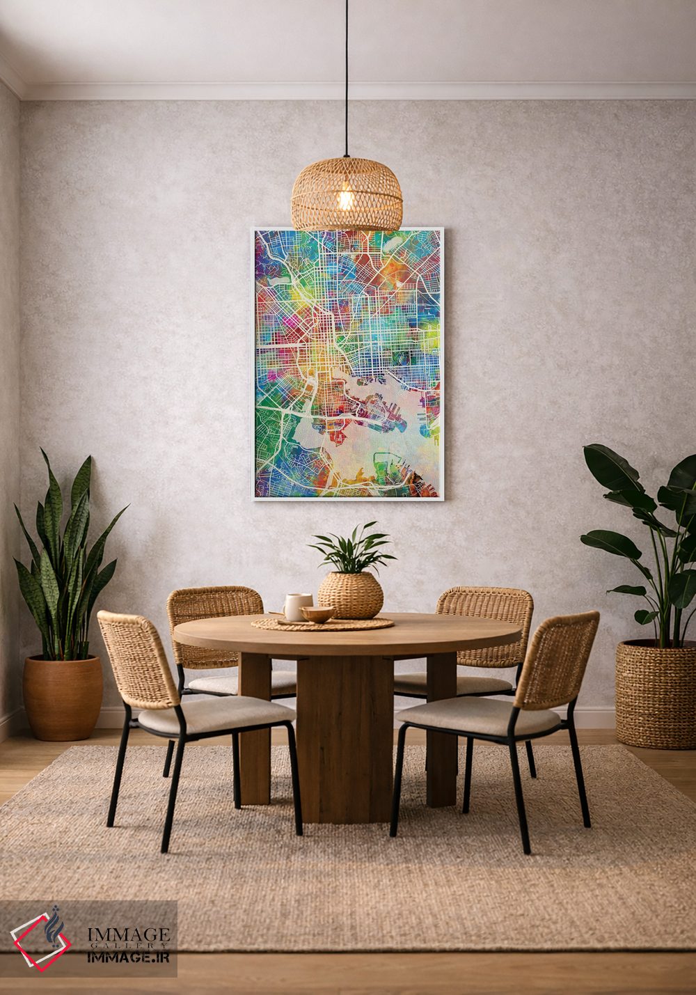 تابلو دکوراتیو نقشه بالتیمور مریلند اثر مایکل تامپست - D2W