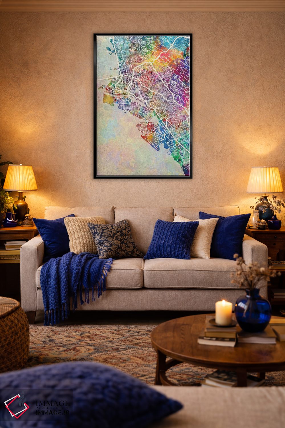 تابلو دکوراتیو نقشه اوکلند کالیفرنیا اثر مایکل تامپست - D5B