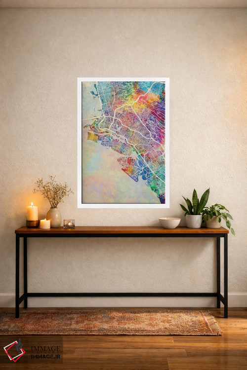 تابلو دکوراتیو نقشه اوکلند کالیفرنیا اثر مایکل تامپست - D4W
