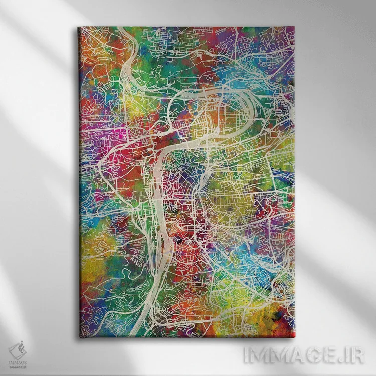 تابلو دکوراتیو نقشه پراگ اثر مایکل تامپست - نمای روبهرو روی دیوار
