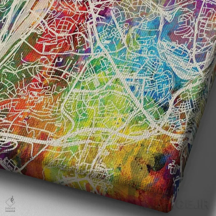 تابلو دکوراتیو نقشه پراگ اثر مایکل تامپست - نمای نزدیک بافت بوم