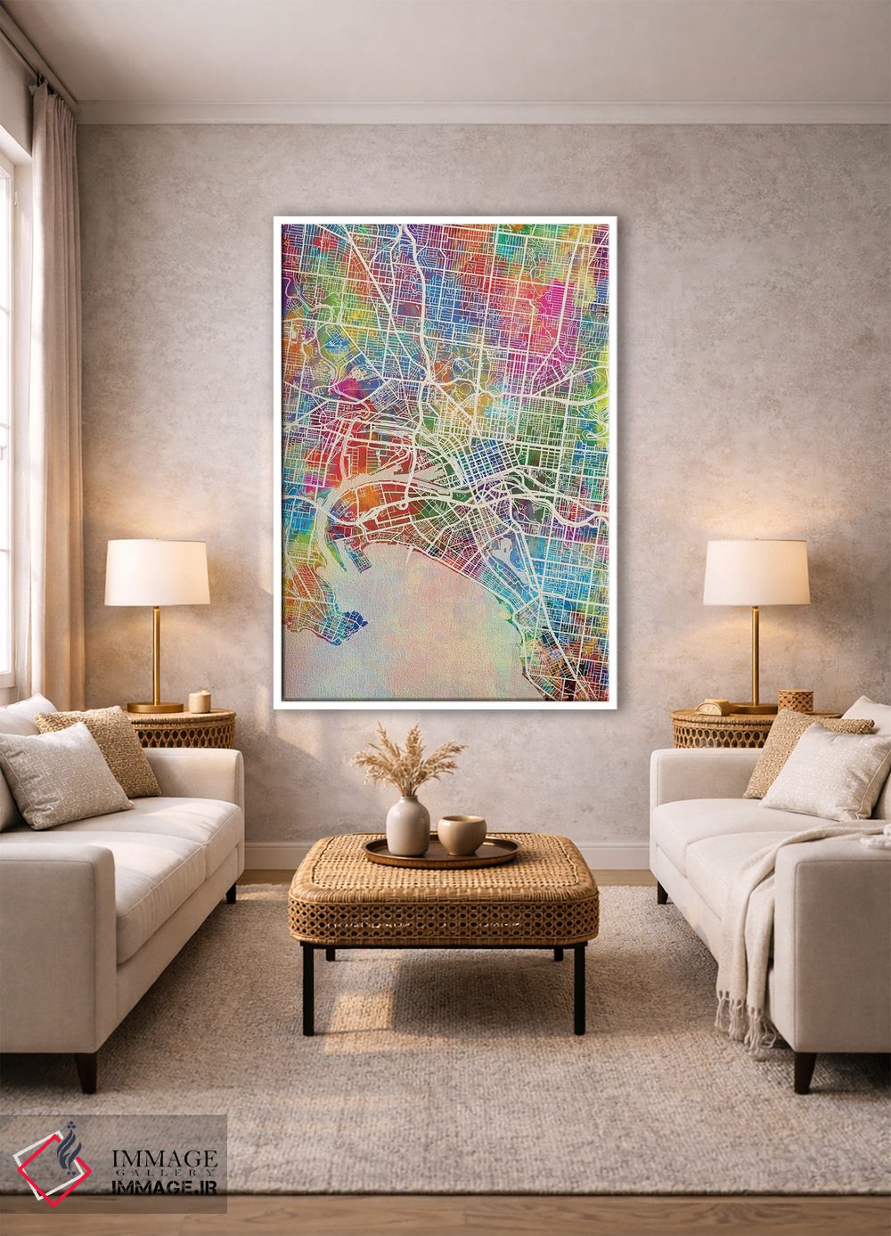 تابلو دکوراتیو نقشه ملبورن اثر مایکل تامپست - D1W