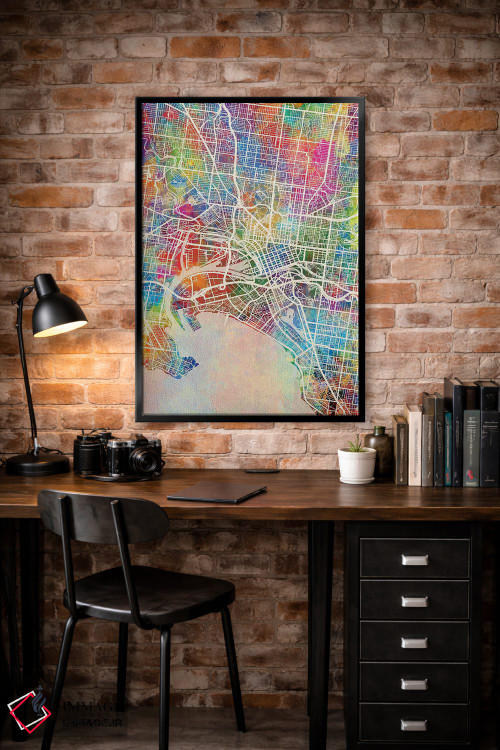 تابلو دکوراتیو نقشه ملبورن اثر مایکل تامپست - D4B