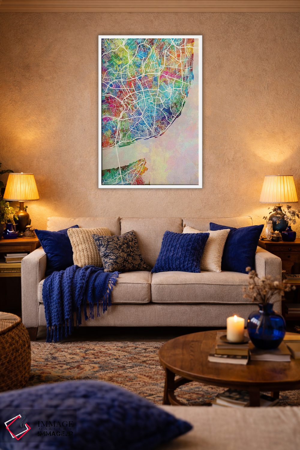 تابلو دکوراتیو نقشه لیسبون پرتغال اثر مایکل تامپست - D3W